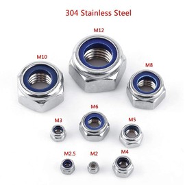 FTVOGUE 100pcs Lock Nut Hexagon Flange Locknut Stainless Steel Nylon Insert Nut Assortment Kit M3 for Hardware Vehicles Home or Outdoor Applications