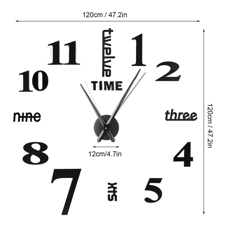 Frameless DIY Wall Clock Modern Mirror Wall Sticker for Home