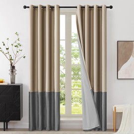 BULBUL Champagne Grey 100% Full Blackout Velvet Curtains,108 inches Long Modern Liner Curtains Thermal Drapes Panels for Living Room Bedroom Grommet Set of 2