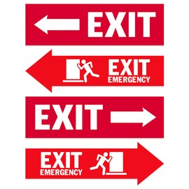 Emergency Exit Arrow Sticker Pack 4Pcs Vinyl Decal Left Right Direction Sign for Indoor Workplace Factory Building Shop Safety Use Stickers Laptop Motorcycle Phone