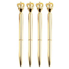 U Scinan 4 PCS Crown Top Ballpoint Pen Classic Metal Ballpoint Pen Office Supplies Gift, Black Ink