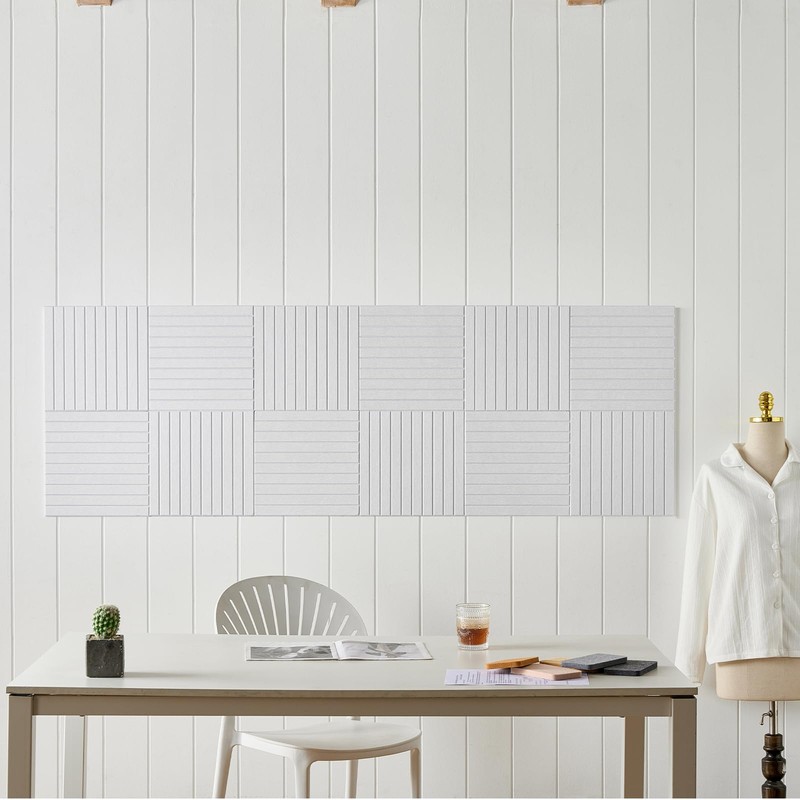 Lightomorrow 12-Pack Felt Wall Tiles, Large Bulletin Board with Safe