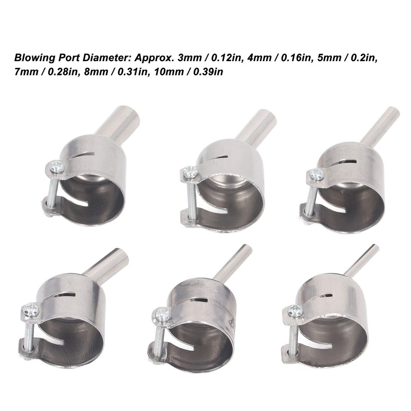 6Pcs 850 Heat Gun Nozzle Kit Aluminum Alloy 3 4