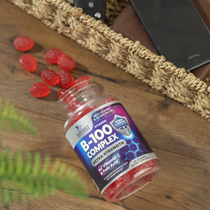 B Complex Supplement Gummies with Vitamin C & Folic Acid,