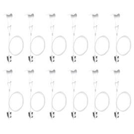 Adjustable Picture Rail Hanging System Square Hooks , 5 ft (1.5 m) Invisible Clear Looped End Wire, 33 lb (15 kg) Max Load, White Molding Hooks Art Frame Displaying Hanger(Transparent, 12 Pack)