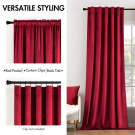MIULEE Velvet Curtains 108 inches Long - Luxury Blackout Curtains for Bedroom Living Room Thermal Insulated Super Soft Window Drapes Rod Pocket & Back Tab Christmas Decor, Red, 2 Panels