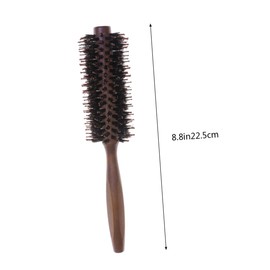Baluue Boar Bristle Curling Comb Round Brush for Blow Dry Bristles Twill Wood Handle Hair Styling Tool for Women