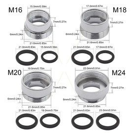 SENRISE Tap Aerator Adapter, 2 Pieces 17 mm - 22 mm Thread Tap Aerator Connection, Water Purifier Filter, Kitchen Sink Aerator Adapter