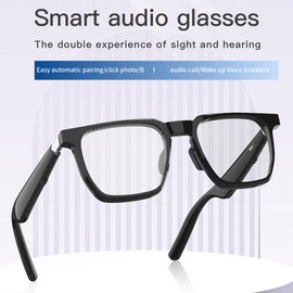 GVTCO Smart Audio Anti-Blue Light Glasses Open Speaker Headphones With BT Connection For Driving,Mobile Games,Meetings,Travel (Obsidian Black)