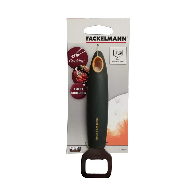 Fackelmann Bottle Opener Soft 16cm in Grey/Orange/Silver, Stainless Steel 16