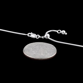 Sterling Silver Adjustable Magic Round Snake Chain 1mm Solid 925 Italy Necklace 22"