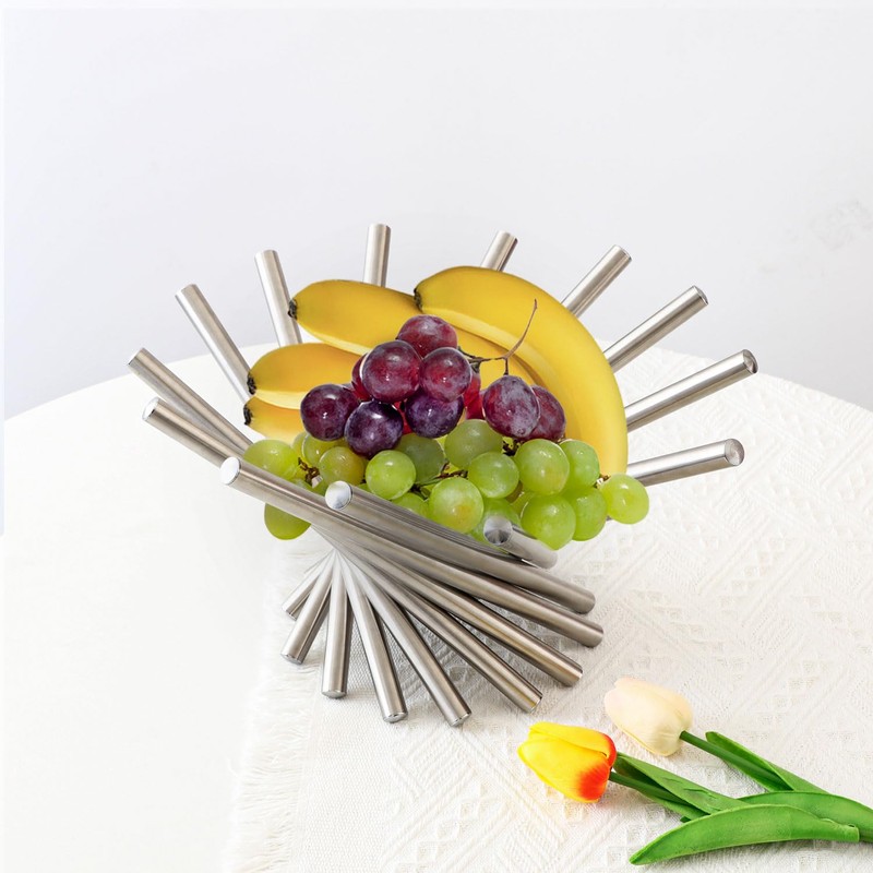 IBWell Creative Stainless Steel Rotation Fruit Basket Bowl Stand Holder
