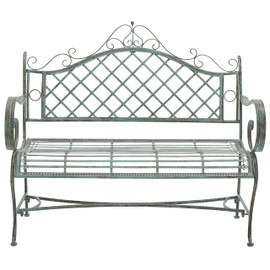SAFAVIEH Outdoor Collection Abner Victorian Antique Dark Green Wrought Iron 46-inch Wide Garden Bench