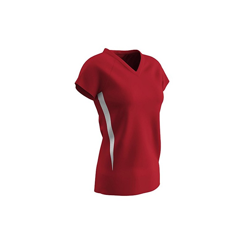 CHAMPRO womens Women's Spike Ladies Polyester Volleyball Jersey, Scarlet, White,