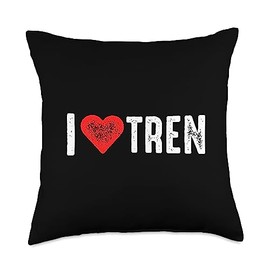 I Love Tren Throw Pillow, 18x18, Multicolor