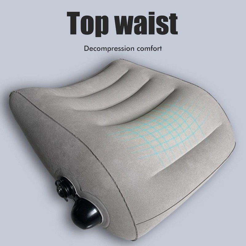 Inflatable Travel Pillow Portable PVC Flocking Head Neck Lumbar Support