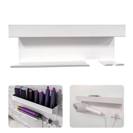 AKLVBL Curling Iron Holder Wall Mount, White Aluminum Adhesive Hair Tool Organizer for Curling Iron Attachment Organizers and Storage