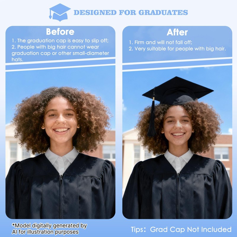 Graduation Cap Headband with Hook and Loop Felt, Clear