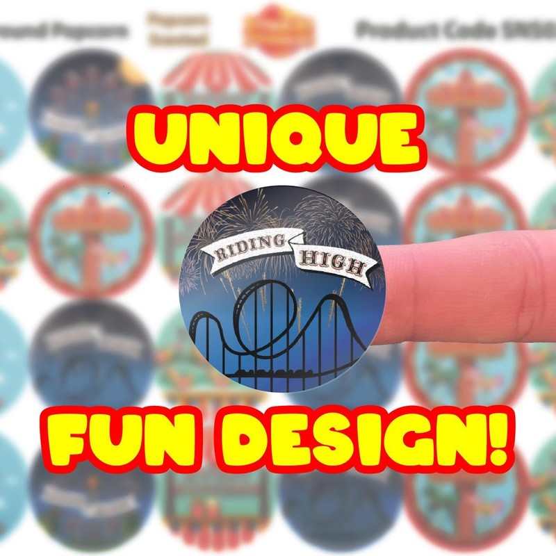 120 Popcorn Fairground 30mm Scented Reward Stickers for Teachers, Parents