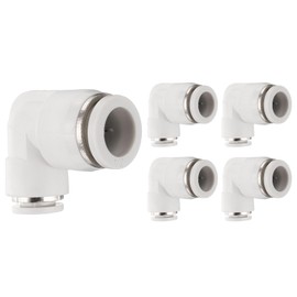 sourcing map 5pcs Elbow Push to Connect Tube Fitting 1/2" 5/16" Tube OD 90 Degree Quick Connector Push to Connect Adapter Air Line Hose Fittings for Industry Air System PV1/2-5/16, White