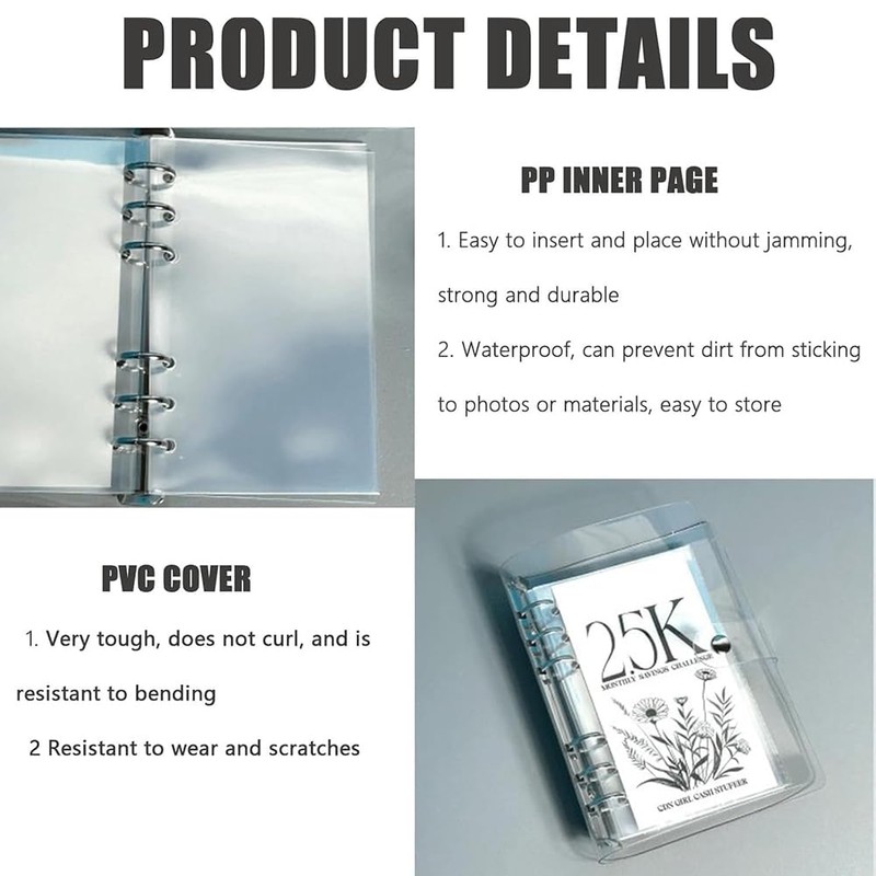 Peakloong 12-Month Money Saving Challenge Binder, 5K Goal, Cash Envelopes