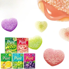 Kanro Pure Gummy Assortment, 5 Assorted Set, Premium Commercial Use, Lemon, Grape, Muscat