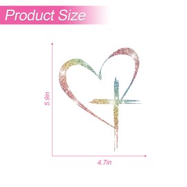 Sandfren Love Cross Car Sticker, 4.7" x 5.9" Bling Love Heart Waterproof Vehicle Window Decal, Self-Adhesive Automotive Bumper Decorative Accessories, Universal for SUV RV Truck (Multicolour)