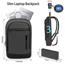 Business Backpack for Men Lightweight Commute Laptop Backpack Anti-Theft Water Resistant Backpack for 15.6 Inch Computer for Daily Office Work with Small Bag (Grey)