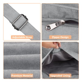 Kememo Crossbody Hobo Bag Corduroy Tote Bag with Zip, Large Capacity Shoulder Bag Handbags Shopping Bag for Women Girls Work School, Grey
