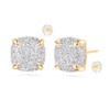 MYEARS Women Stud Earrings Gold Square Cluster Cubic Zirconia 14K