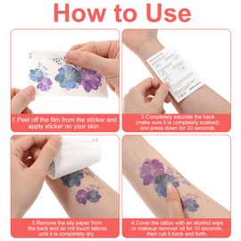 30 Blatt Tattoo Temporär, Temporary Tattoos mit Blumen Rosen und Schmetterlingen Wasserdicht, Hautfreundlich und Einfach zu Entfernen für Festivals Partys oder Kreative Körperkunst