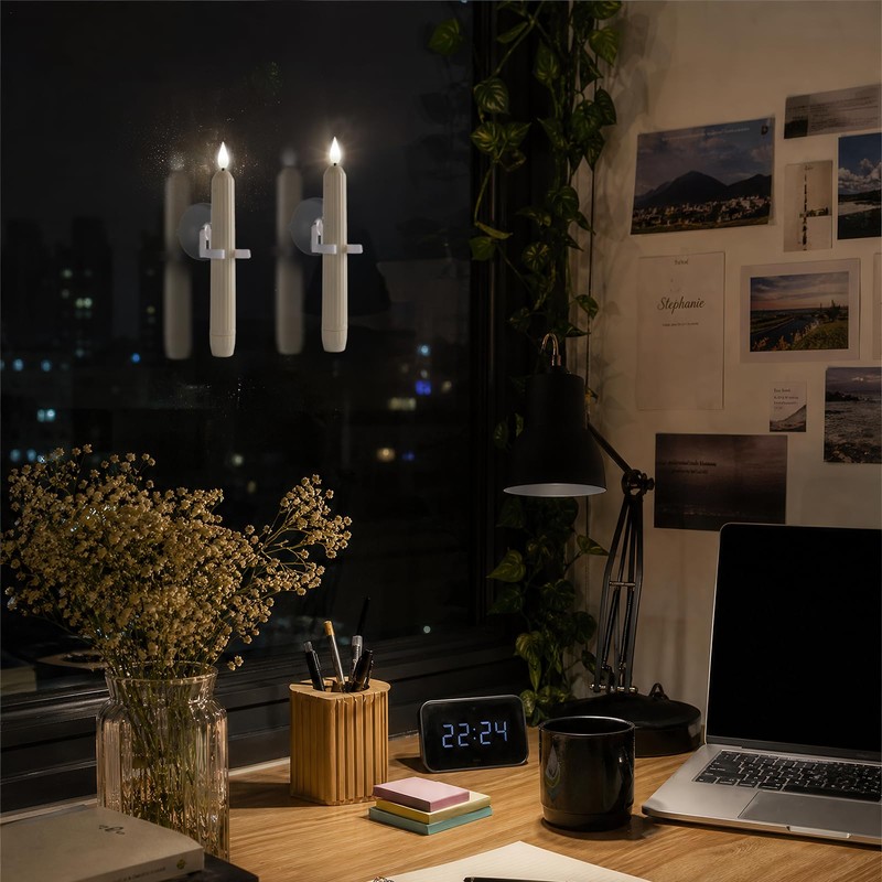 Homemory 12 Pcs Window Candles with Sensor Dusk to Dawn,