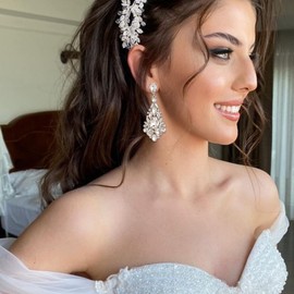 EVER FAITH Vintage Statement Rhinestone Chandelier Earrings Bridal Crystal Art Deco Drop Earrings for Party Clear, Crystal, No Gemstone