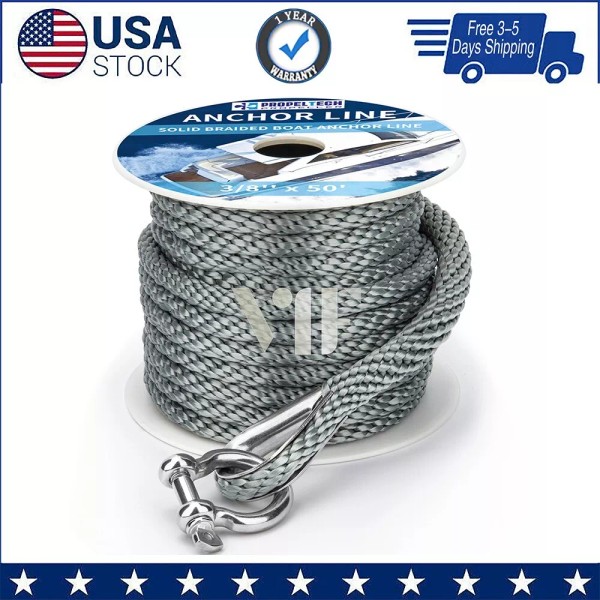 VIF Anchor Rope Braided Anchor Line 3/8Inch 50 FT Premium