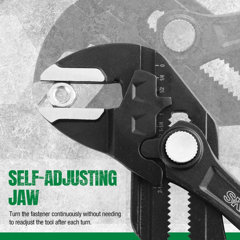 SK 12-Inch Pliers Wrench, Premium CR-V Construction, Smooth Parallel Jaws