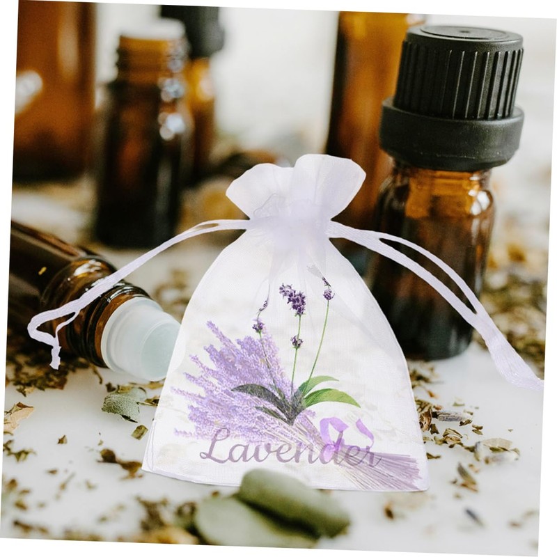 ABOOFAN 50pcs Lavender Sachet Bags Empty Drawstring Pouches Light Purple