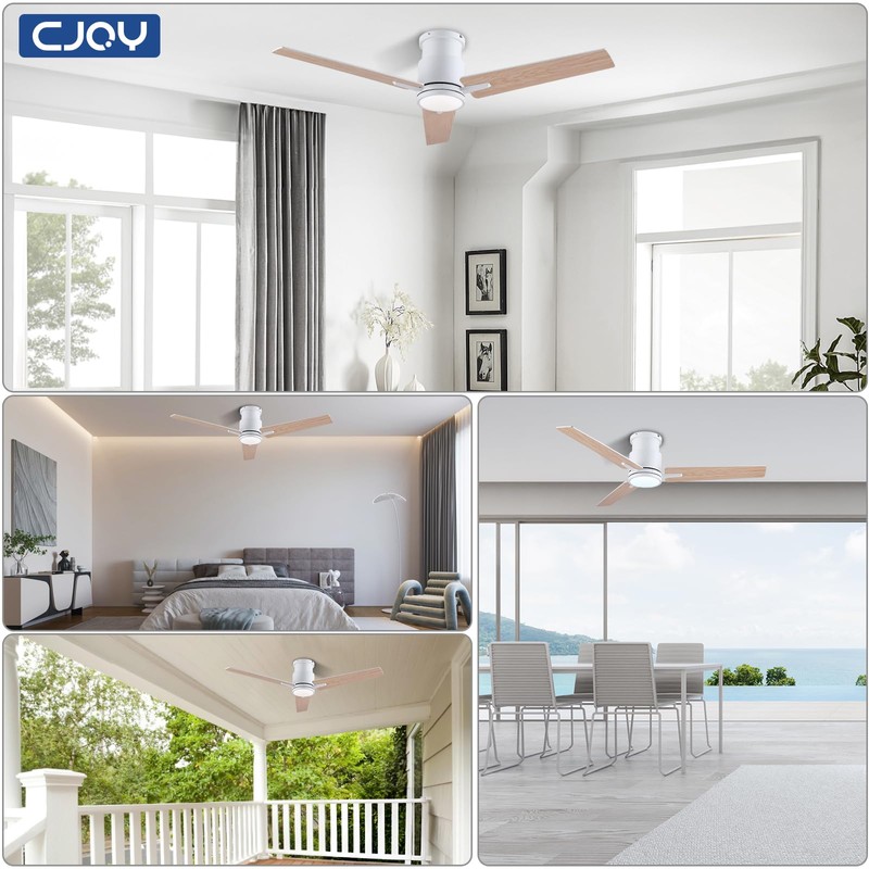 CJOY Ceiling Fan with Lights, 52 Inch Low Profile Ceiling