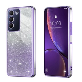 BEEJTUNY Case for VIVO V40 SE 5G, Transparent Protective Cover with Gradient Glitter, Soft and Beautiful Bumper Shell, Stylish Shockproof Cover. Purple