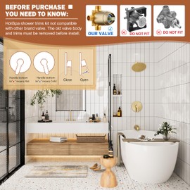HoliSpa Tub Shower Faucet, Brushed Gold Shower Faucet Set with 8-Inch Rainfall Shower Head and Tub Spout, Shower Tub Faucet Set Complete, Included Shower Valve, Tub Shower Trim Kit, Brushed Gold