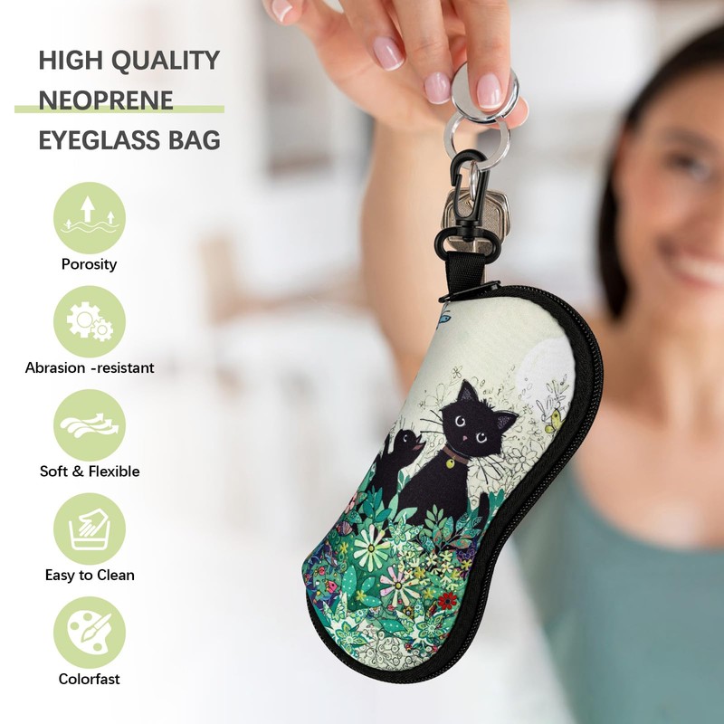 Playexen 2 Pack Sunglasses Case, Neoprene Zipper Eyeglass Case, Soft