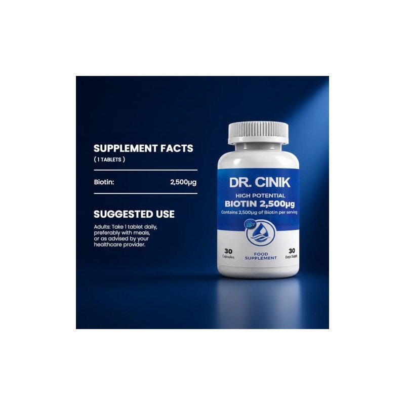 DR. Cinik High Potential Biotin 2,500mcg Tablets, Vitamin B7 Food