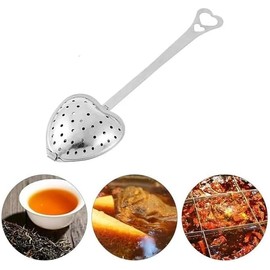 1Pc Silver Heart Shaped Tea Strainers for Loose Tea Tea Infuser Heart Shaped Tea Filter Set Long Spoon Kitchen Mugs Diffuser with Handle Infuser Filter Spoon,Home and Kitchen Tea Accessories
