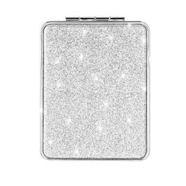 Mpowtech Cut Compact Mirror for Purse,2X/1X Magnifying Travel Makeup Mirror with Glitter Double-Sided Folding Mirror Small Pocket Mirror Mini Vanity Mirror Cosmetic Mirror for Women Kids Gift