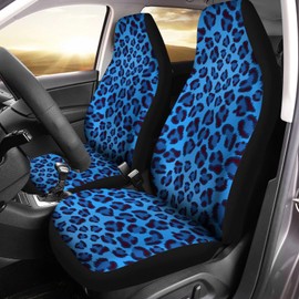Bulopur Car Seat Cover Blue Leopard Print for Men Soft Universal Car Seat Decoration Fit for Car SUV Sedan Truck