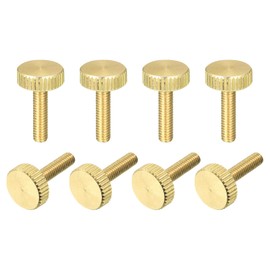 sourcing map Knurled Thumb Screws, M4x16mm Flat Brass Bolts Grip Knobs Fasteners for Home, Electronic, Machine 8Pcs