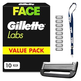 GilletteLabs Razor Blades for Men, Pack of 10, Includes Key Chain