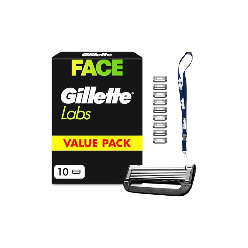GilletteLabs Razor Blades for Men, Pack of 10, Includes Key