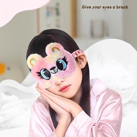 OMEIU 1 Pcs Kids Eye Masks for Sleeping, Kids Eye Mask, Colourful Unicorn Animal Soft Plush Sleeping Mask, Kids Sleeping Mask for Girls Children Travel Party Fillers (Capybara, One Size)