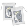 Ambesonne Childish Fabric Pouch Set of 2, Meow Crescent Moon