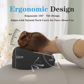 Narottl Face Down Pillow for Massage - Ergonomic Memory Foam Massage Face Pillow with Detachable Cover for Bed, Stomach Sleeping, Prone Sleepers, Post-Eye Surgery Recovery, and Beach Tanning (Black)